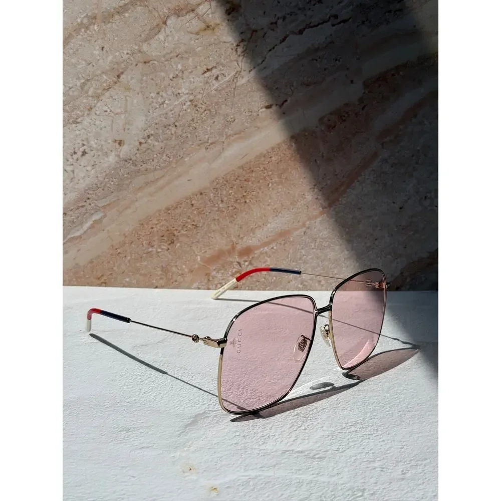 NEW Gucci GG0394S Gold Pink Lens Sunglasses RARE - Picture 8 of 10